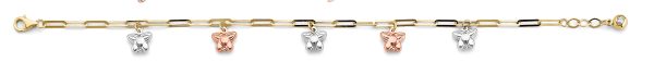 14K 3C Butterfly Charm Link Bracelet (7+1)