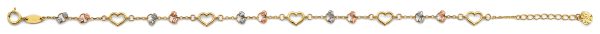 14K 3C Light Heart Bracelet (7+1)