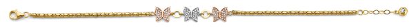 14K 3C CZ Butterfly Bracelet