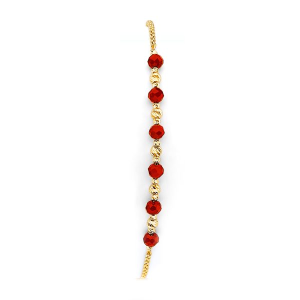 14KY Coral Bead Friendship Bracelet