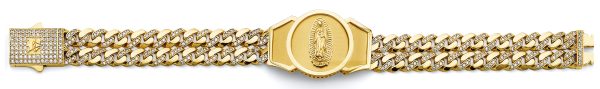 14K 2T 2Line CZ Cuban Guadalupe ID Bracelet