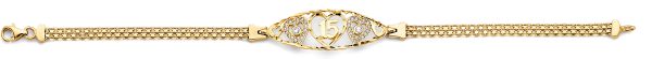 14K 2T CZ 15 Years ID Bracelet