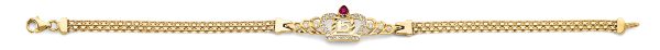 14K 2T CZ 15 Years Crown Bracelet