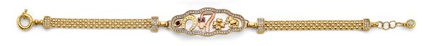 14K 2T CZ Lucky ID Bracelet