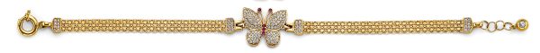 14K 2T CZ Butterfly Bracelet