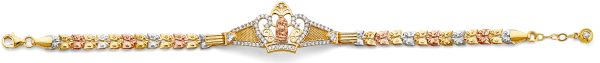 14K 3C Guadalupe Crown ID CZ Bracelet