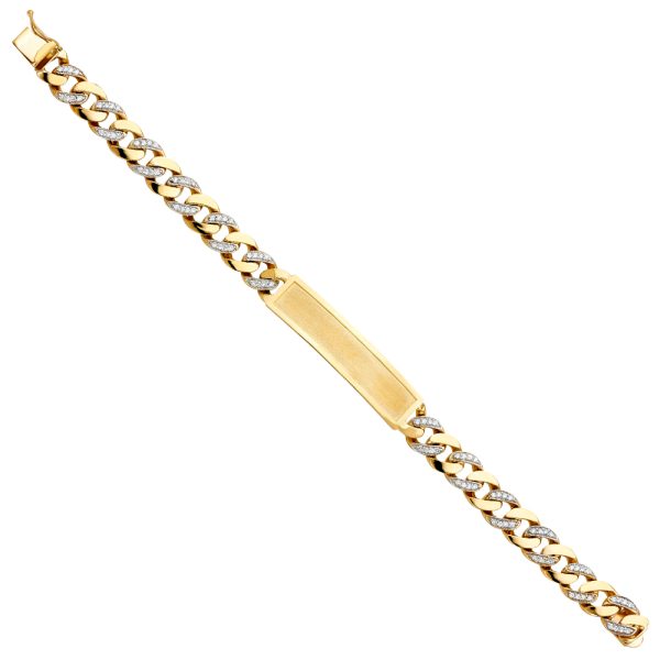 14KY CZ Cuban Link ID Bracelet - 8.5"