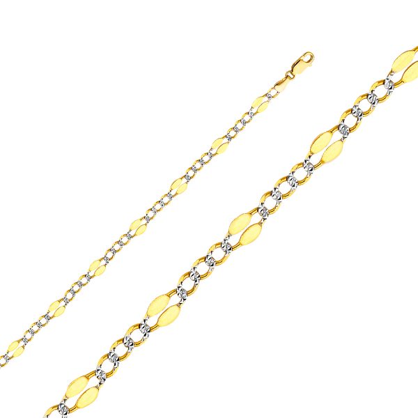 14KY 4.8mm Stamped Figaro 3+1 WP Chain