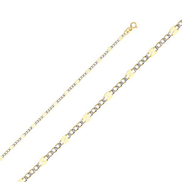 14KY 3.2mm Stamped Figaro 3+1 WP Chain