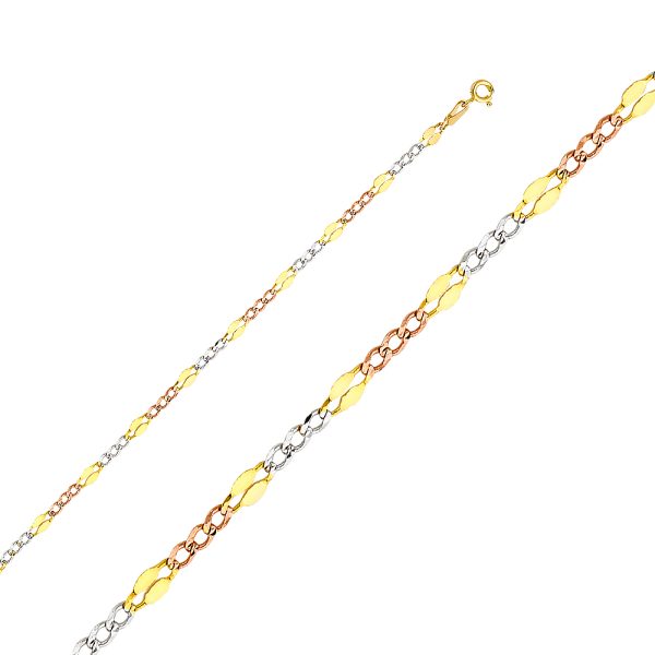 14K 3C 3.7mm Stamped Figaro 3+1 Chain