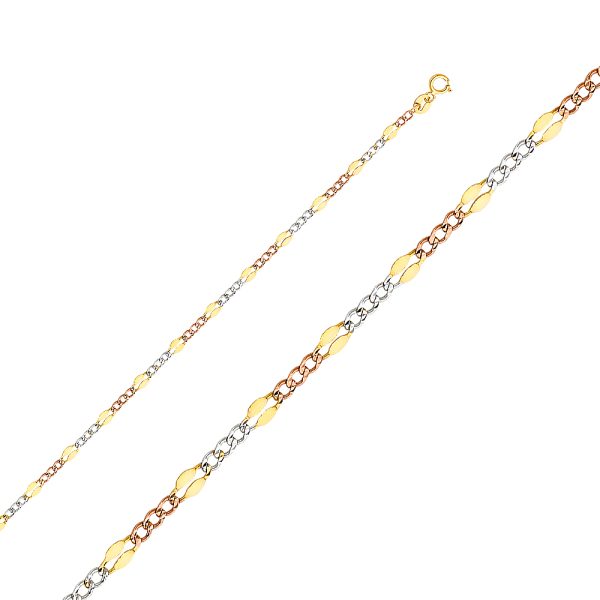 14K 3C 3.2mm Stamped Figaro 3+1 Chain