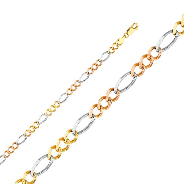 14K 3C 5.5mm Figaro 3+1 Concave Chain