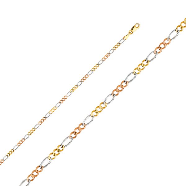 14K 3C 2.6mm Figaro 3+1 Concave Chain