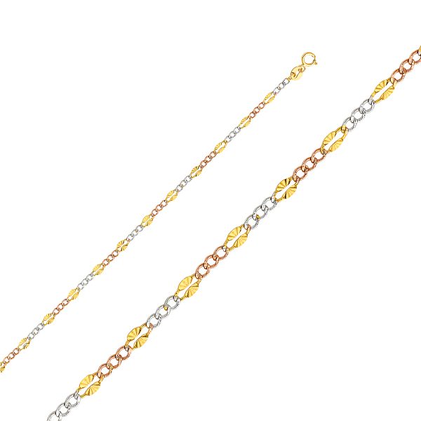 14K 3C 3.2mm Stamp Figaro 3+1 DC Chain