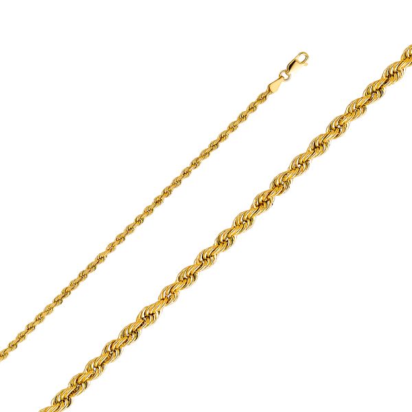 14KY 3mm Hollow Rope Chain