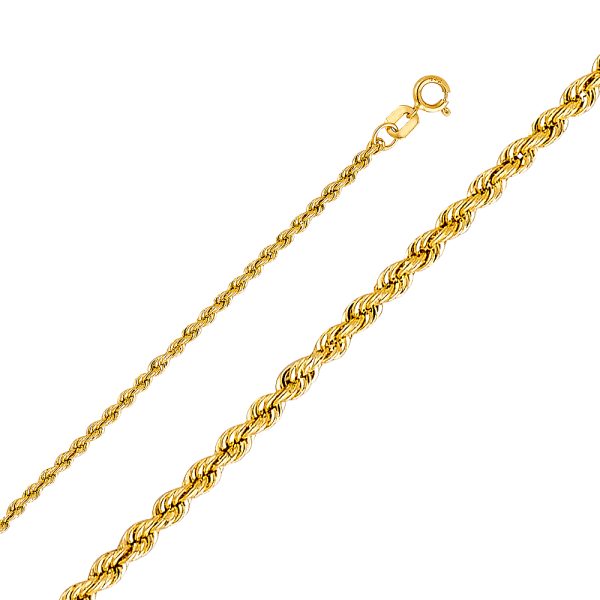 14KY 2mm Hollow Rope Chain