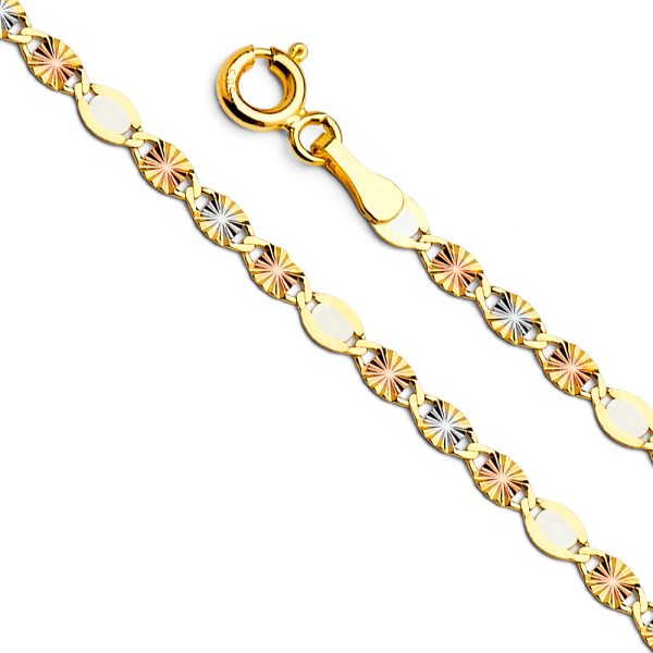 14K 3C 3mm Flat Valentino Star DC Chain