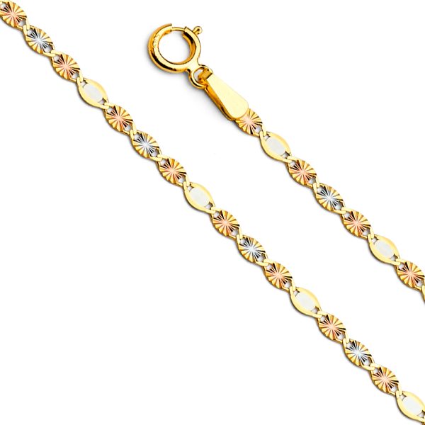 14K 3C 2.1mm Flat Valentino Star DC Chain