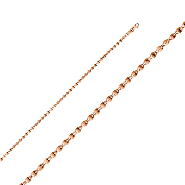 14K P2.2mm 14K Pink Hollow Curve Mirror Chain