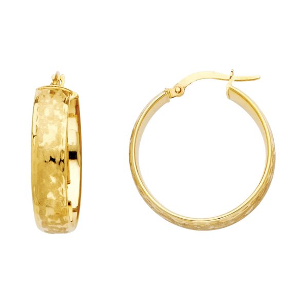 14KY Snow Cut Hollow Hoop Earrings (23mm)