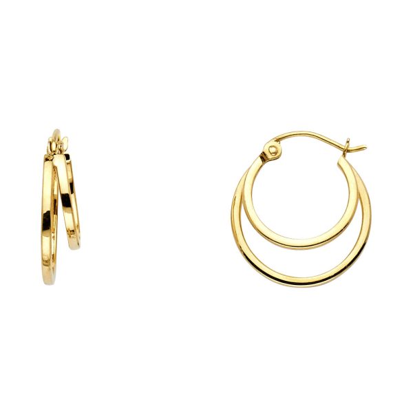 14K 2 Line Hollow Hoop Earrings (18mm)