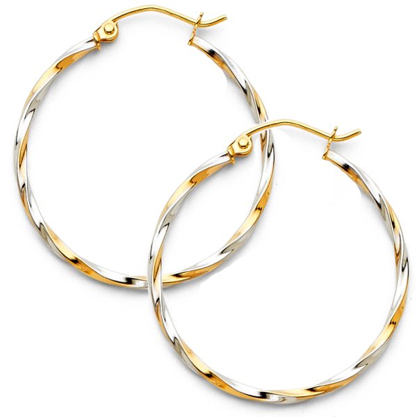 14K 2T Curled Hoop Earrings (30mm)