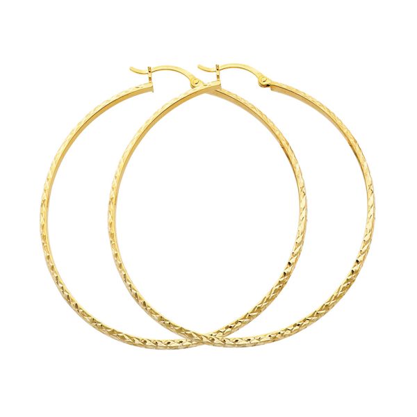 14KY DC 2.8mm Hollow Round Tube Hoop Earrings (45mm)