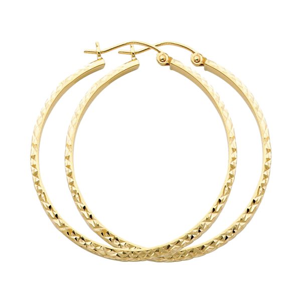 14KY DC 2.8mm Hollow Round Tube Hoop Earrings (35mm)