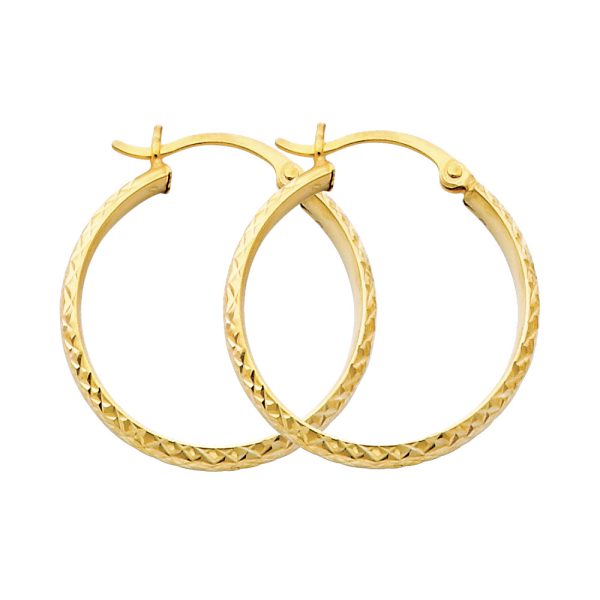 14KY DC 2.8mm Hollow Round Tube Hoop Earrings (25mm)