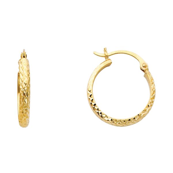 14KY DC 2.8mm Hollow Round Tube Hoop Earrings (20mm)