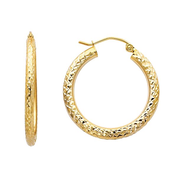 14KY DC 3.0mm Round Hoop Earrings (25mm)