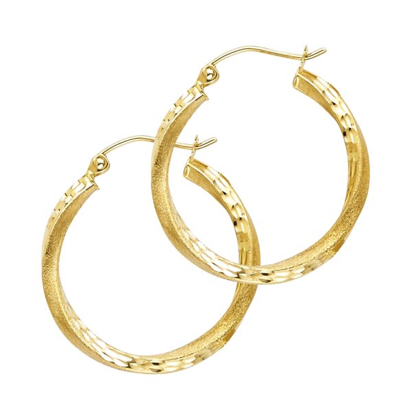 14KY SF DC 2.6mm Swirl Hoop Earrings (20mm)