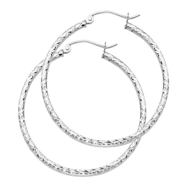 14KW Silk DC 1.5mm Round Tube Hoop Earrings (35mm)