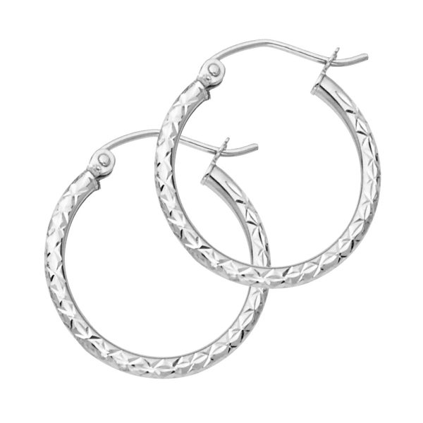 14KW Silk DC 1.5mm Round Tube Hoop Earrings (20mm)