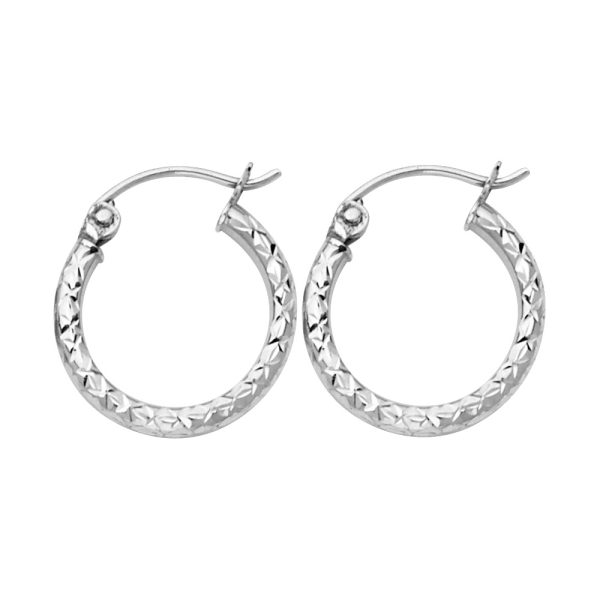 14KW Silk DC 1.5mm Round Tube Hoop Earrings (15mm)