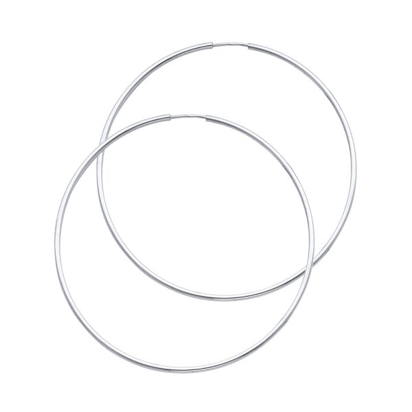 14KW 1.5mm Round Tube Polished Endless Hoop Earrings (45mm)