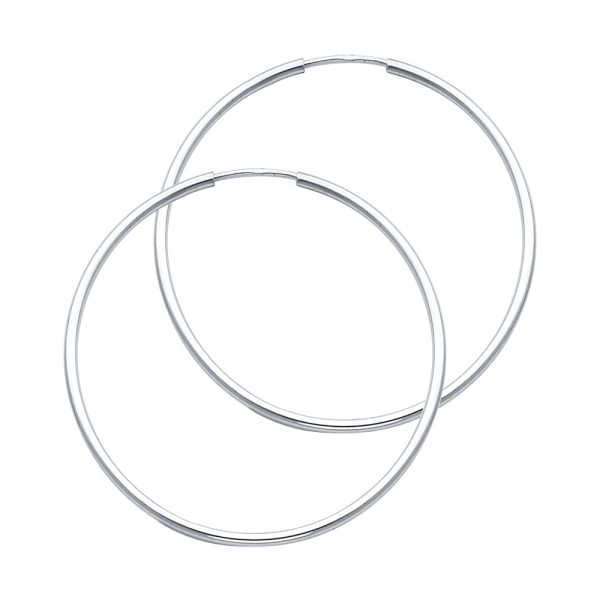 14KY 1.5mm Round Tube Polished Endless Hoop Earrings (35mm)