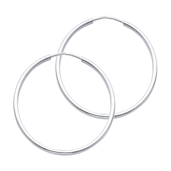 14KW 1.5mm Round Tube Polished Endless Hoop Earrings (30mm)