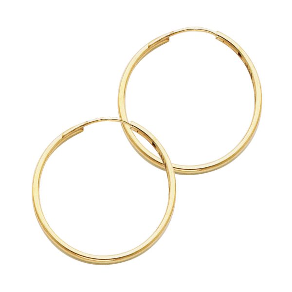 14KY 1.5mm Round Tube Polished Endless Hoop Earrings (25mm)