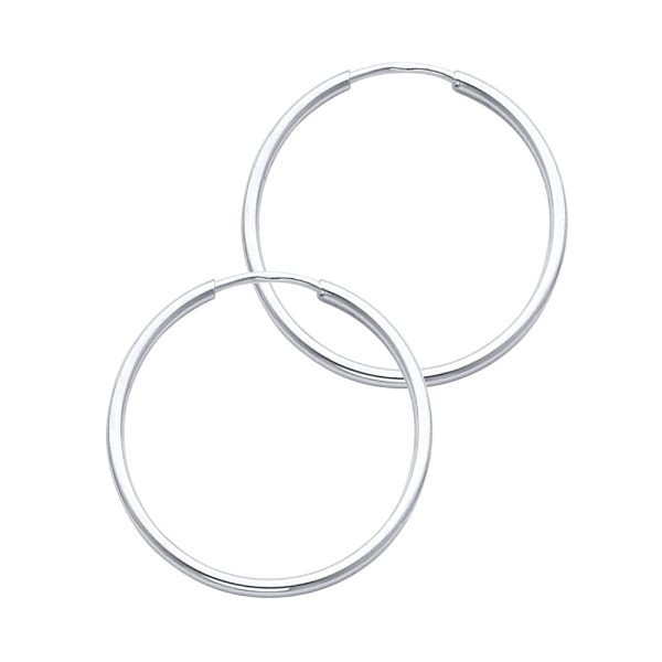 14KW 1.5mm Round Tube Polished Endless Hoop Earrings (25mm)