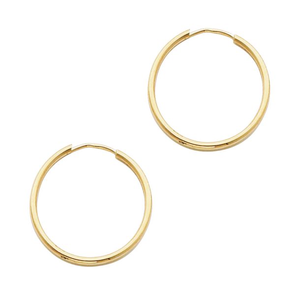 14KY 1.5mm Round Tube Polished Endless Hoop Earrings (20mm)