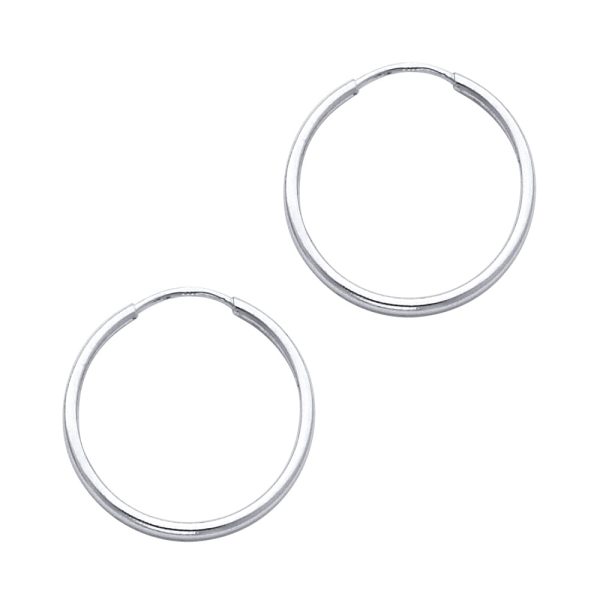 14KW 1.5mm Round Tube Polished Endless Hoop Earrings (20mm)