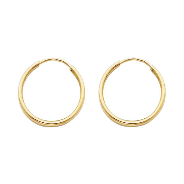 14KY 1.5mm Round Tube Polished Endless Hoop Earrings (1 7mm)