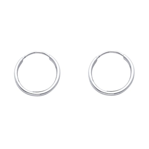 14KW 1.5mm Round Tube Polished Endless Hoop Earrings (15mm)