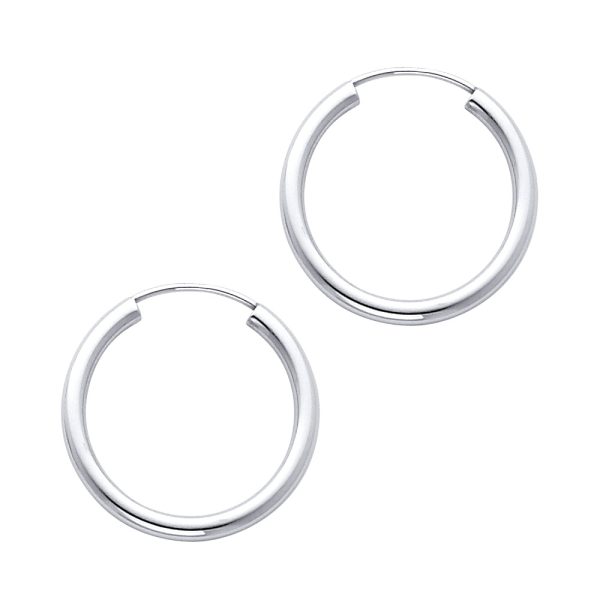 14KW 2mm Round Tube Polished Endless Hoop Earrings (20mm)