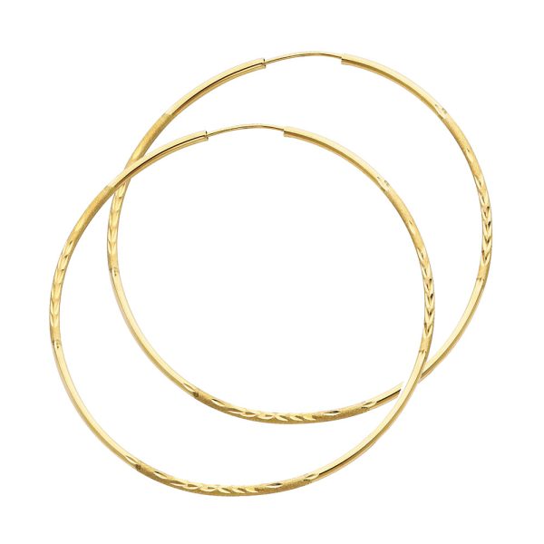 14KY 1.5mm Budded DC Endless Hoop Earrings (55mm)