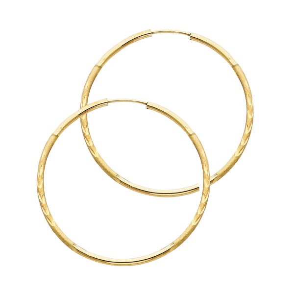 14KY 1.5mm Budded DC Endless Hoop Earrings (28mm)