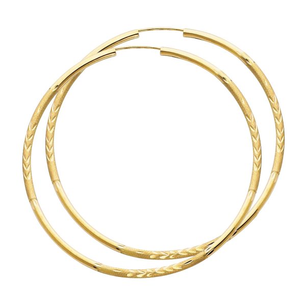 14KY 2mm Budded DC Endless Hoop Earrings (60mm)