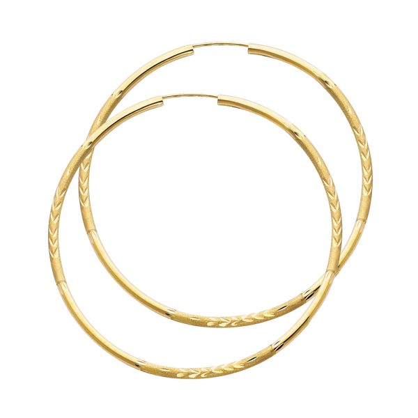 14KY 2mm Budded DC Endless Hoop Earrings (50mm)