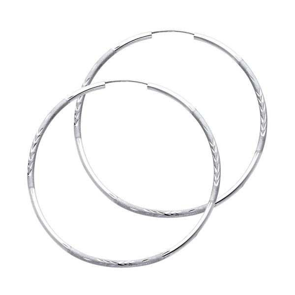 14KW 2mm Budded DC Endless Hoop Earrings (50mm)